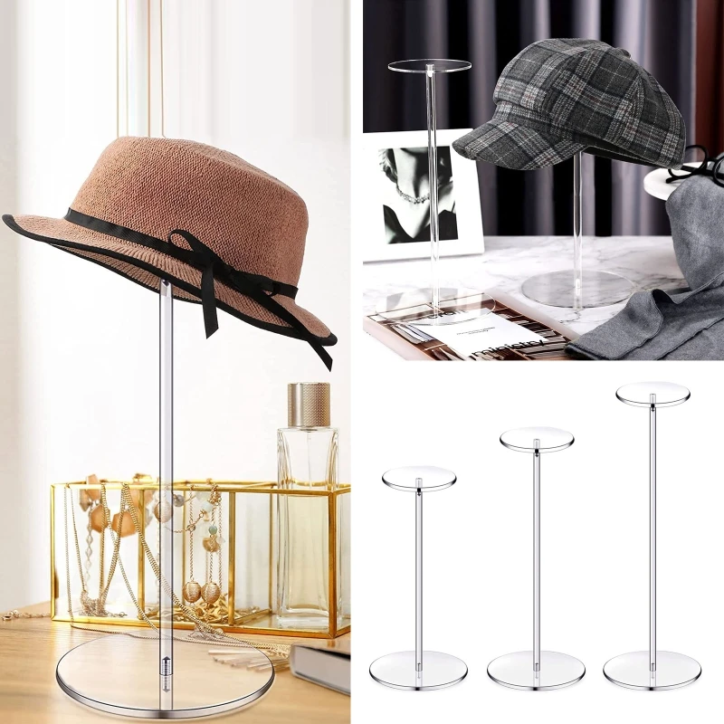 Premium Clear Round Acrylic Pedestal Display Riser Stands Hat Rack Tabletop Display Rack Tabletop Hat Display 97QE