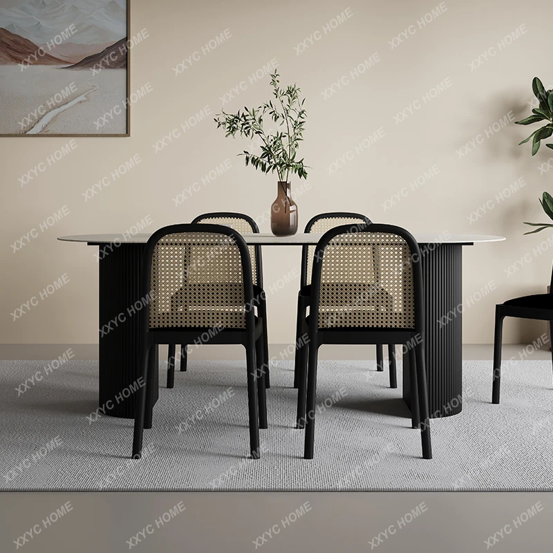 Dining Table Modern Minimalist Apartment Living Room Small Apartment Rectangular Dining Table Dining Chair Combination