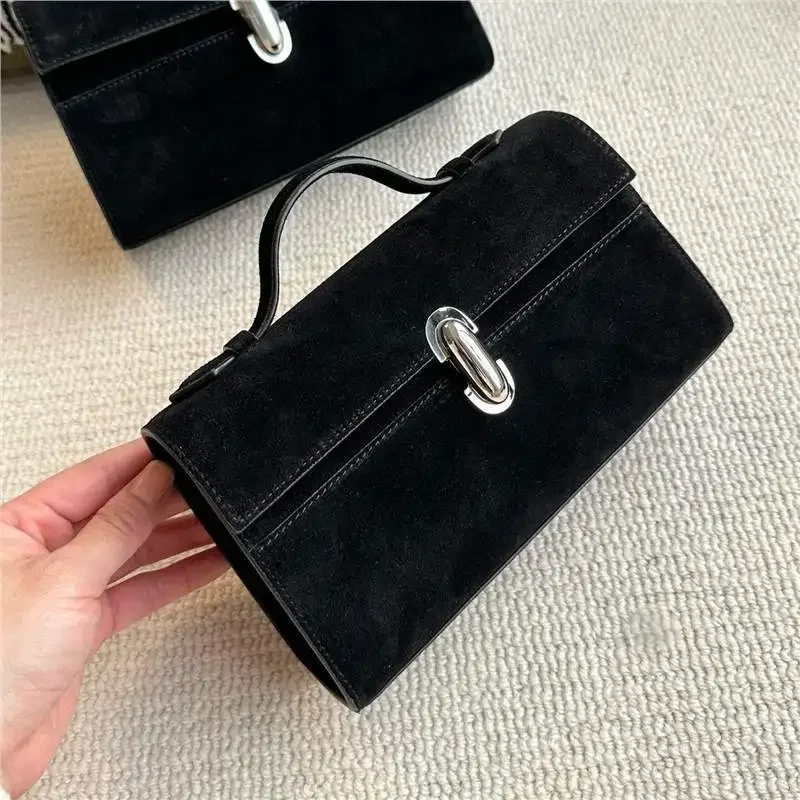 2024 New Fashion Bag Suede Leather Bags for Women Elegant All-match Commuter Square Purses Clutch Designer Luxury Handbags