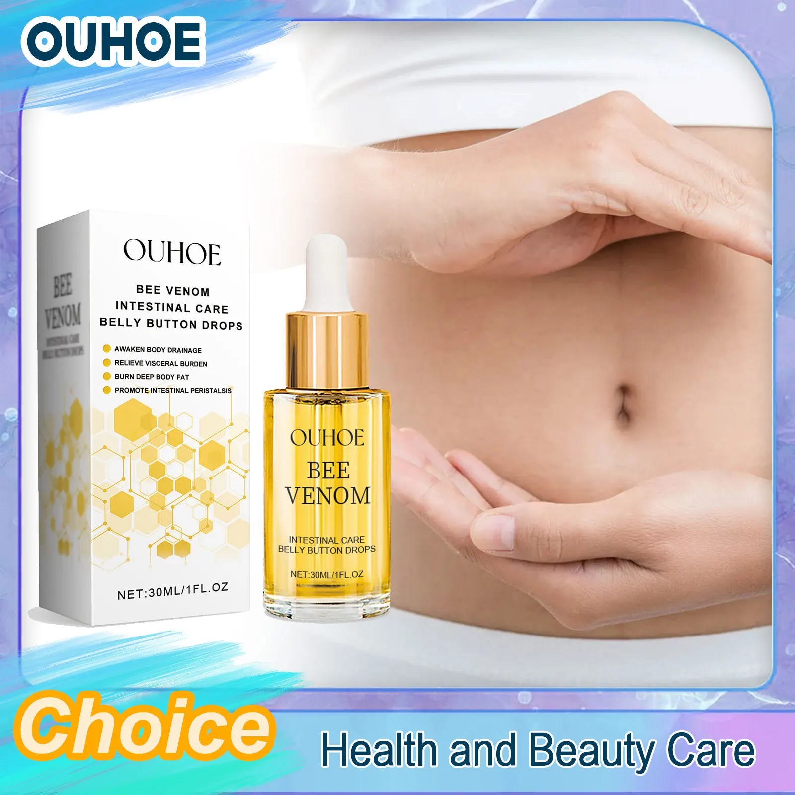 Fat Burning Serum Bee Venom Intestinal Body Care Tighten Firming Shaping Waist Abdomen Buttocks Belly Button Weight Loss Drops