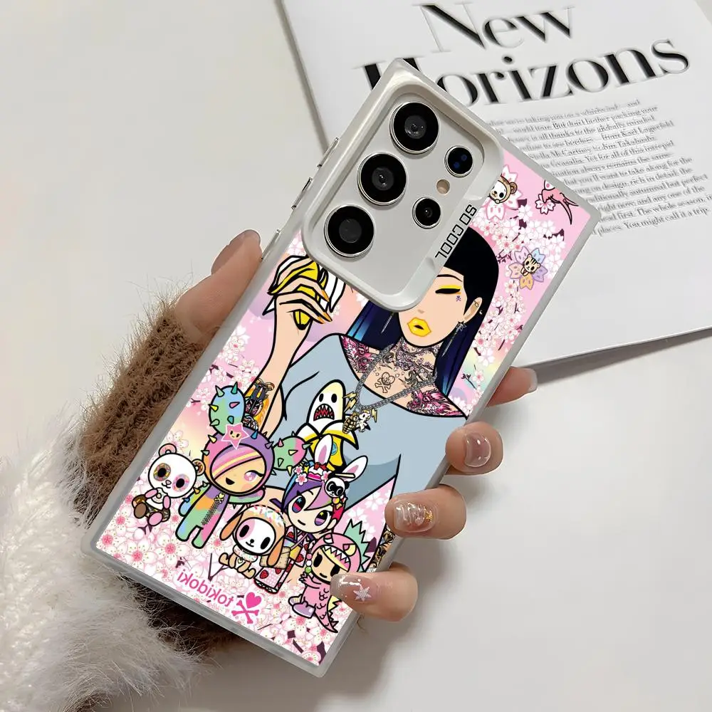 اليابان T-Tokidokis قضية الهاتف لسامسونج غالاكسي S25 حافة S24 S23 S22 S21 S20 الترا سيليكون الملونة الفضة جراب هاتف #5