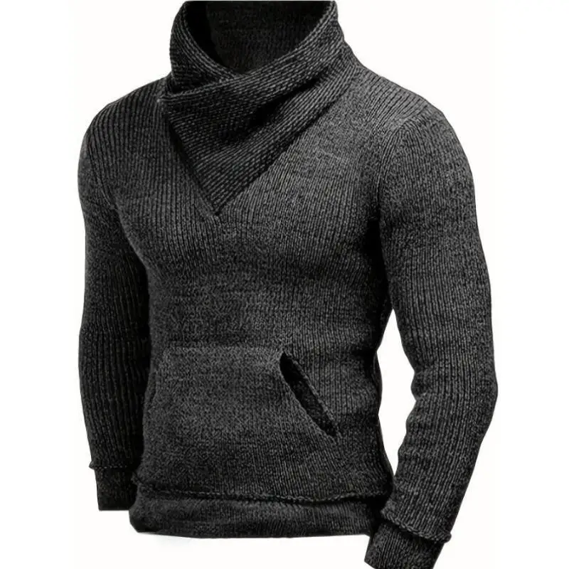 

Men's Casual Knitted Sweater Thi Coolmax Fiber Nine Sve Collar Ciwalk Suitable Faion Inner Wear Non-deformable