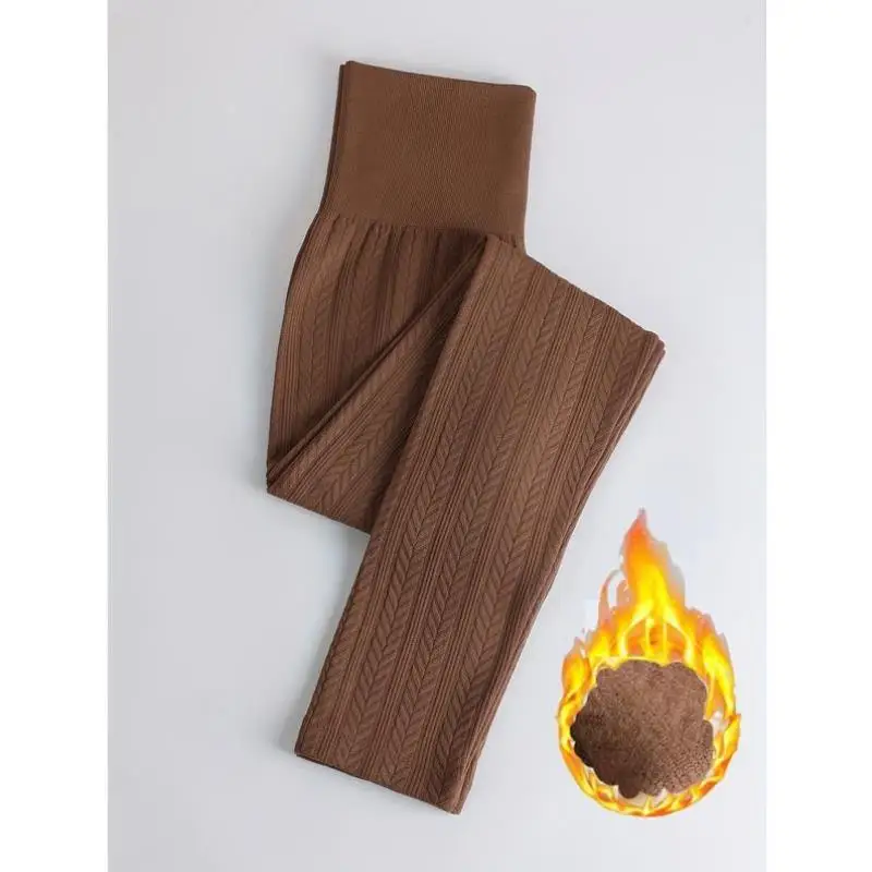 

Warm Fce Lined Elastied Panhose High Waist Straight Leg Men's Casual Pants Thermal Underwear High Waist Soldier Pants