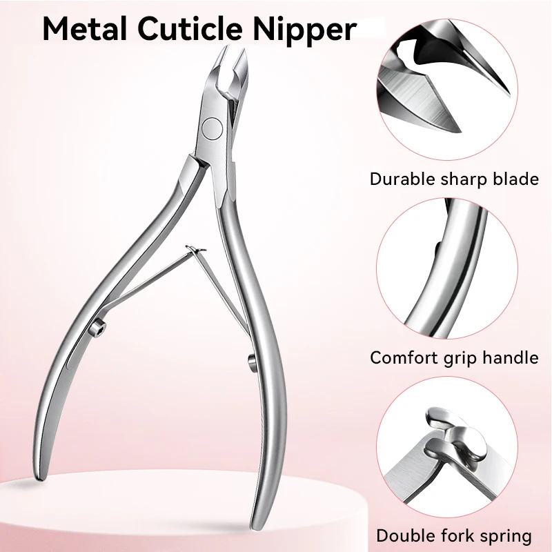 UR SUGAR 1 Stück Metall-Nagelhautzange Maniküre-Schere Edelstahl Hornhautentferner Doppelgabel-Feder-Trimmer Nagelpflegewerkzeug