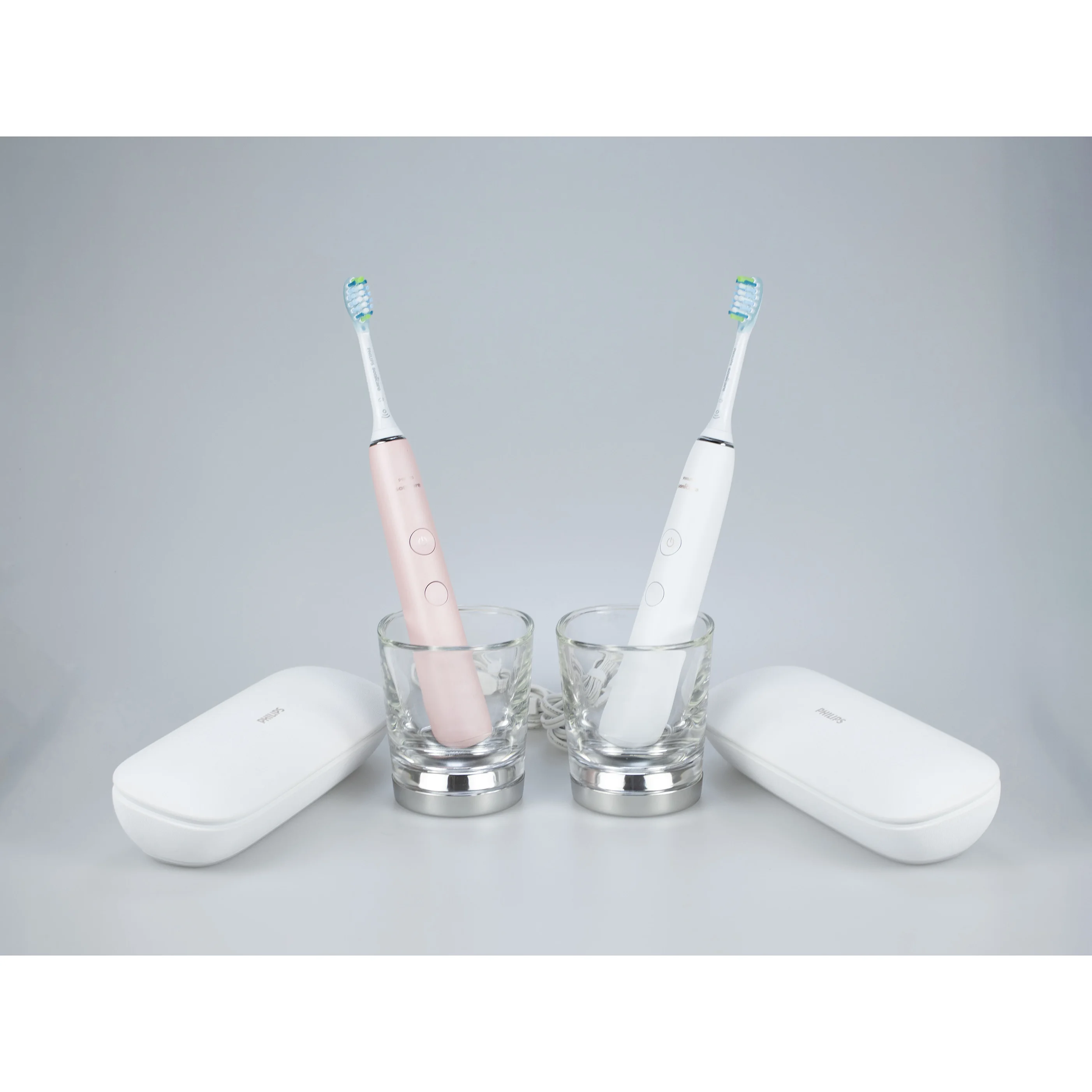 Philips Sonicare-cabezales de repuesto para cepillo de dientes eléctrico, cabezales recargables de 2 asas, color rosa y blanco, DiamondClean HX9913