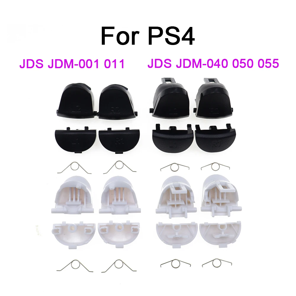 1-5Set Black White Replace R1 L1 R2 L2 Triggers Buttons For PS4 Pro Slim JDS-010 040 050 055 Controller Game Key With Spring