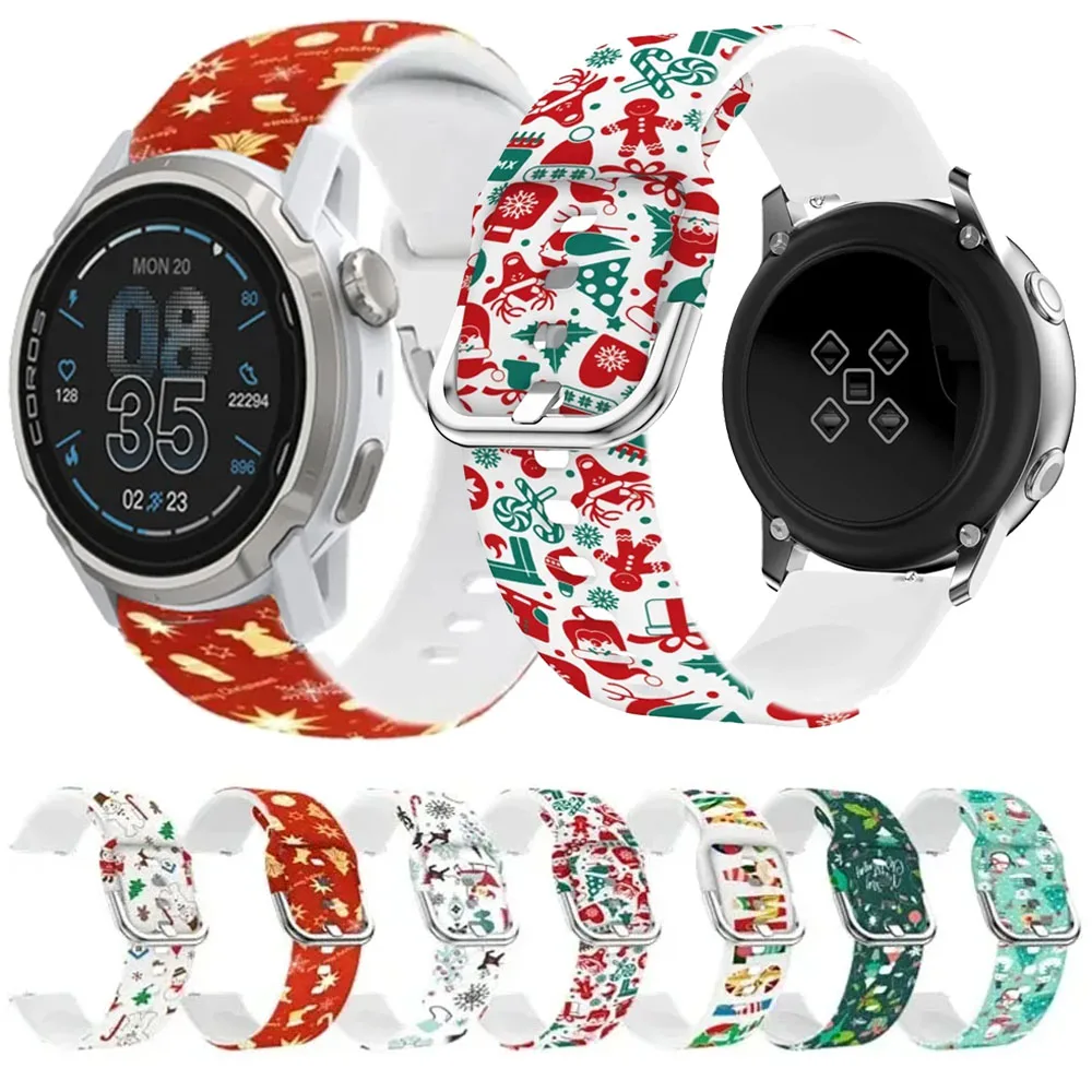 20/22mmSilicone Strap For Suunto Vertical 2/Run/Race2-S-1/Ocean Christmas style Band COROS APEX 2-4 42mm/2 Pro/PACE Pro/3/2Belt