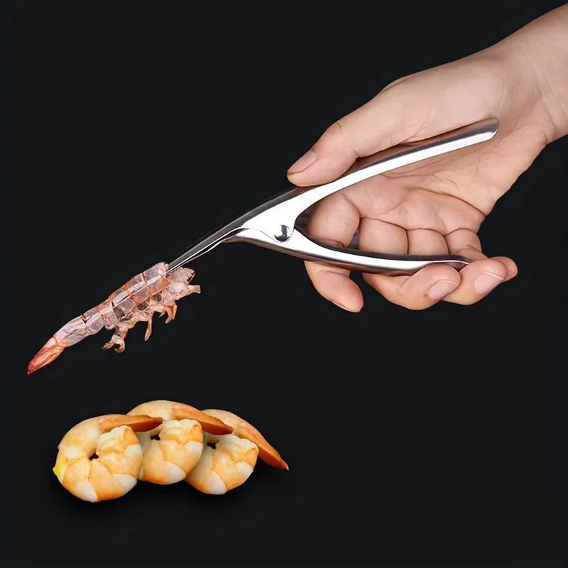 Stainless Steel Shrimp Stripper Ergonomic Fishbone Design Easy Shell Remover Portable Kitchen Seafood Peeling Prep Tool