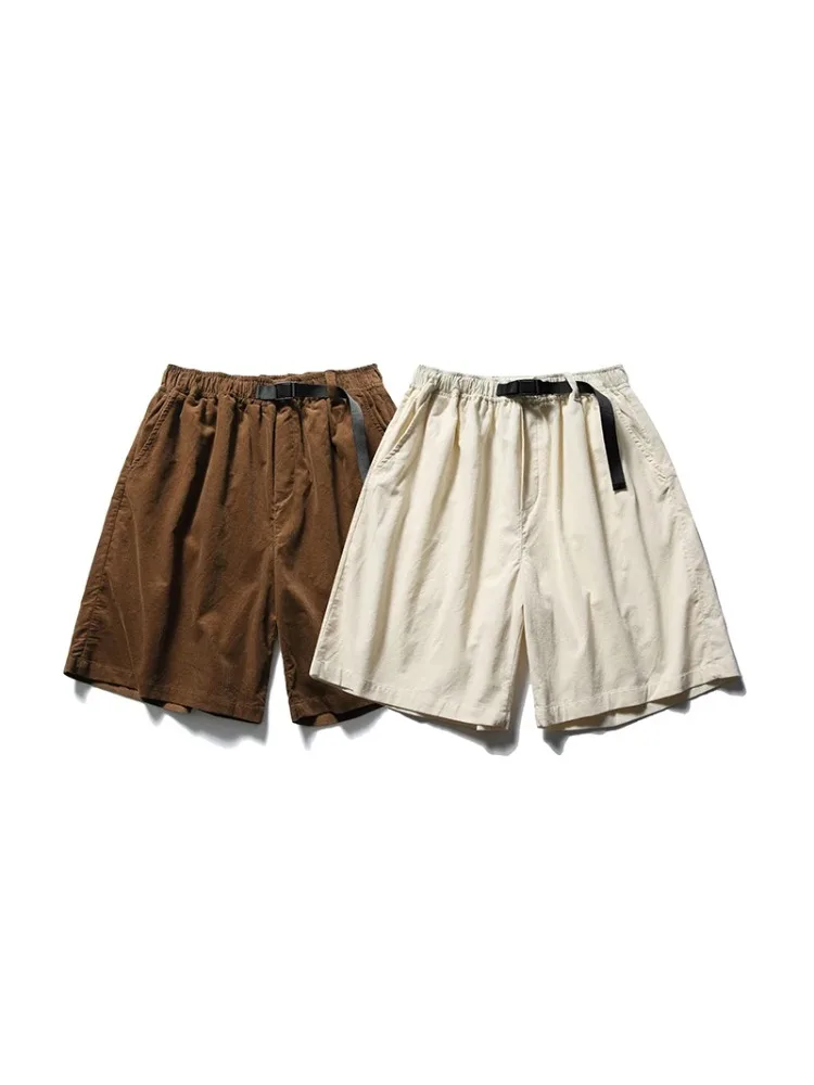 

New Summer Men Japanese Streetwear Loose Casual Vintage Corduroy Cargo Shorts Short Pants Man Shorts