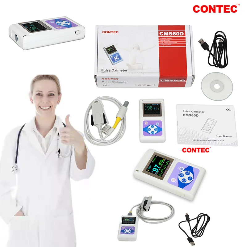 

CONTEC CMS60D Fingertip Pulse Oximeter SpO2 PR Sleep Heart Rate Monitor, Alarm+ Software