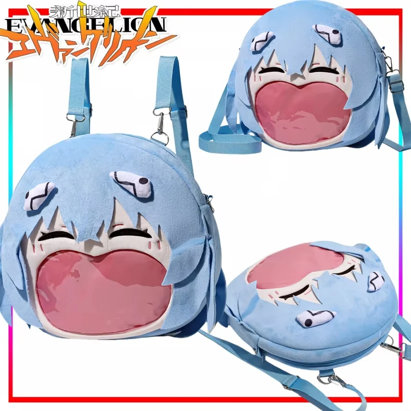 

Neon Genesis Evangelion Shoulder Large Mouth Bag Cartoon Ayanami Rei Itabag Large Capacity Badge Storage Student Holiday Gift