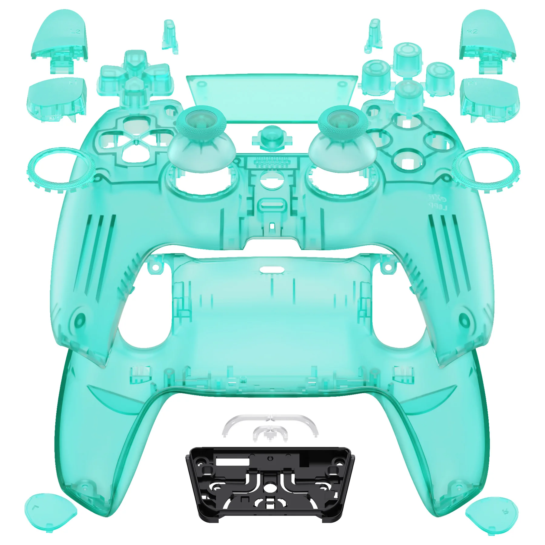 eXtremeRate Luna Redesigned Full Set Housing Shell Buttons Touchpad Cover for ps5 Controller BDM-030/040/050 - Emerald Green