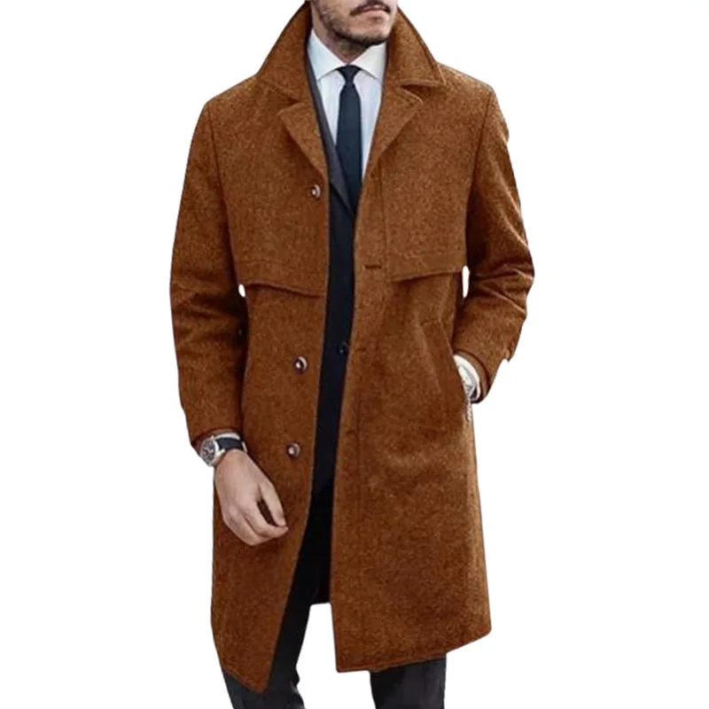 men's boutique CoatHigh-End Men's Trench Coat plus Size Breasted Suit Collar Long Suit Overcoat