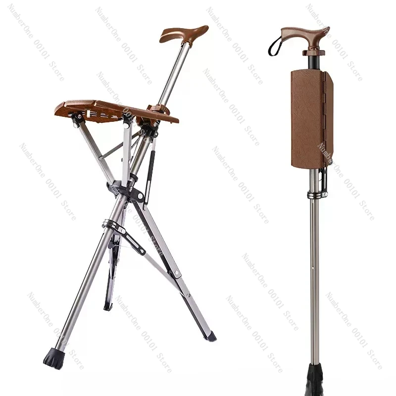 Outdoors Folding Crutch Chair Elderly Rest Hand Stool Light Multifunctional Non Slip Portable Stools Beach Camping Chair