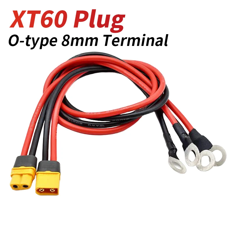 XT60 Male/Female Plug to 8MM Copper Nose/O-type Terminal Connector Wire Electric Vehicle Battery Adapter Cable F Model Aircraft