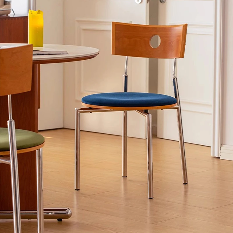 

Medieval dining chair home designer solid wood back chair casual restaurant retro stainless steel dining table chair furniture