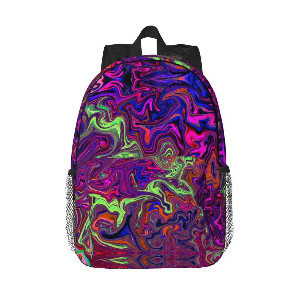 Abstrato redemoinho psicodélico arte viagem mochila para homens e mulheres, escola computador Bookbag, estudante universitário mochila sacos