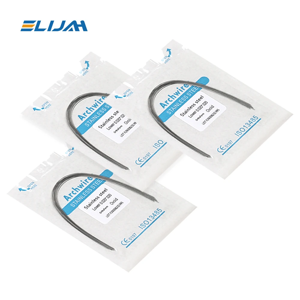 ELIJAH Dental Stainless Steel Archwires For Dental Orthodontics Archwires Round/Rectangular 10PCS Teeth Braces Brackets