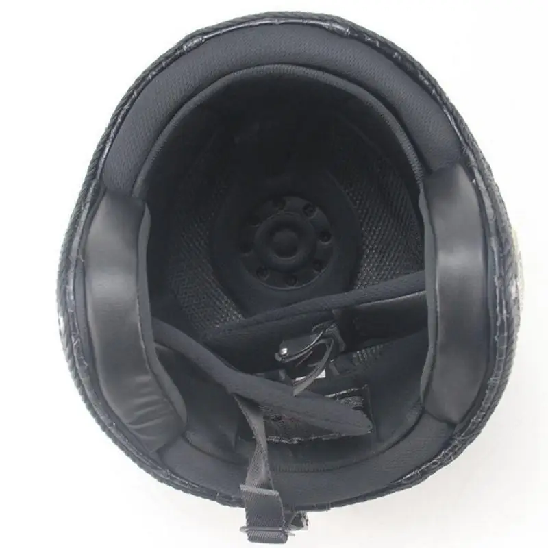 PU Leather Helmet 3/4 Motorcycle Chopper Bicycle Helmet Exposed Vintage Motorcycle Helmet & Goggles Mask Half Face Helmet
