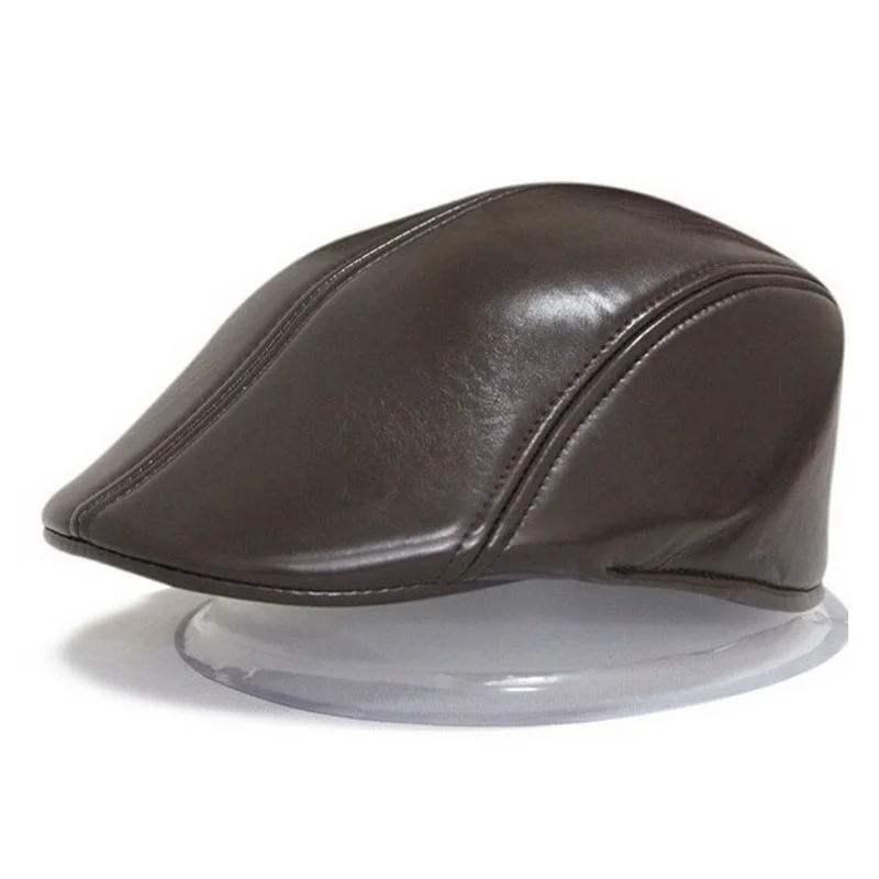 Boina Simples de Couro PU para Homens e Mulheres, Plaincabbiehat Unisex, Boné Avançado, Cem Torre, Chapéu Inglaterra