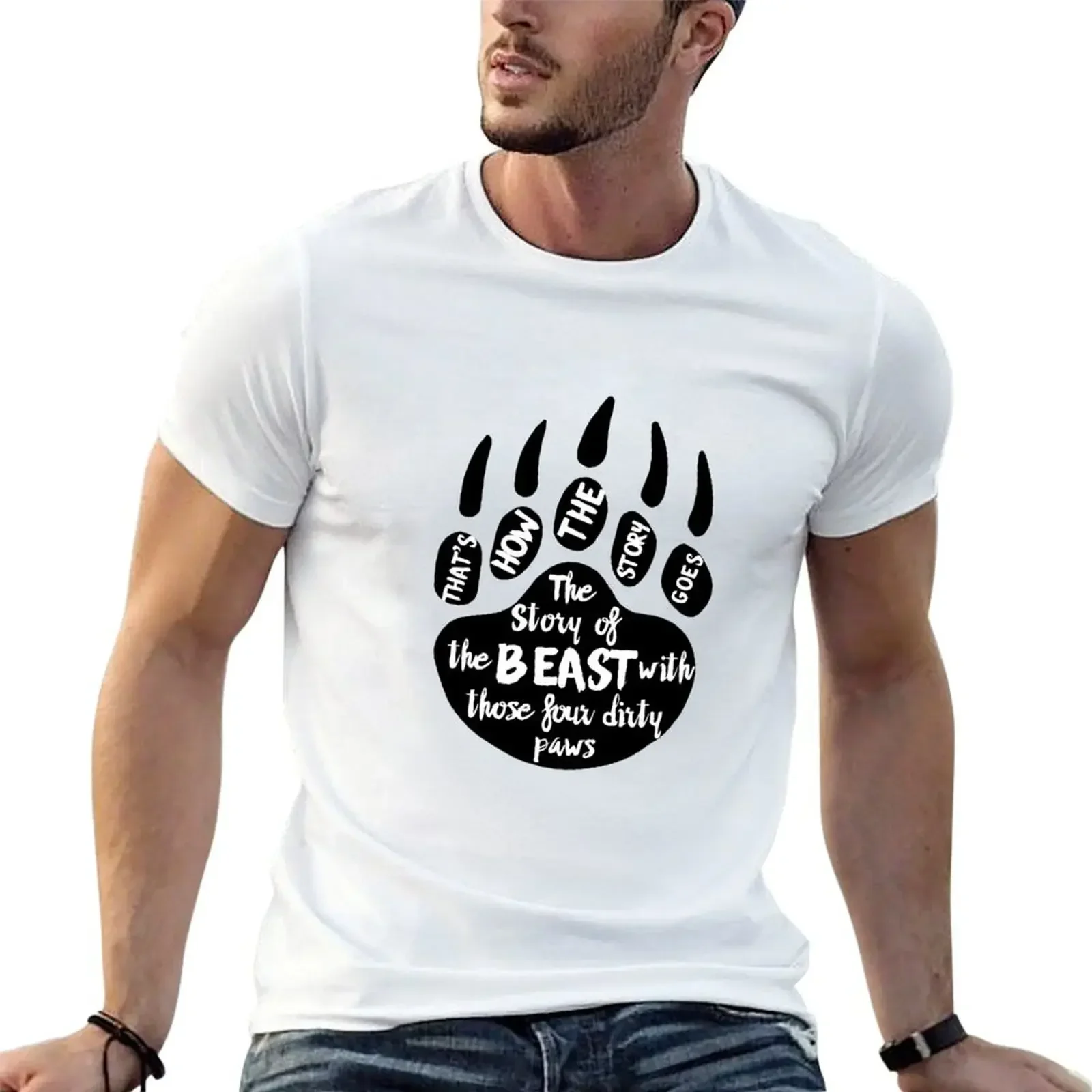 

Dirty Paws T-Shirt animal prinfor boys tees baggy shirts Men's t-shirts