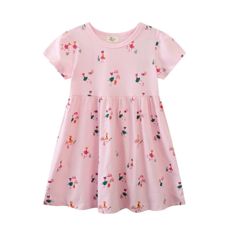 Jumping Meters Summer Princess Girls Dresses Fairy Tale Short Sleeve Cute Party Birthday Frocks Children's Costume Dots Dress