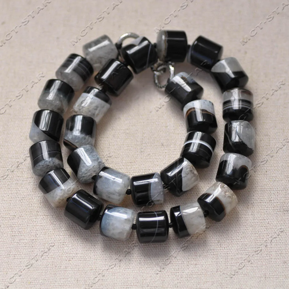 

Ожерелье-цилиндр MTC·STAR 18'' 14 мм из натурального черного агата с белым кристаллом (Z14535)