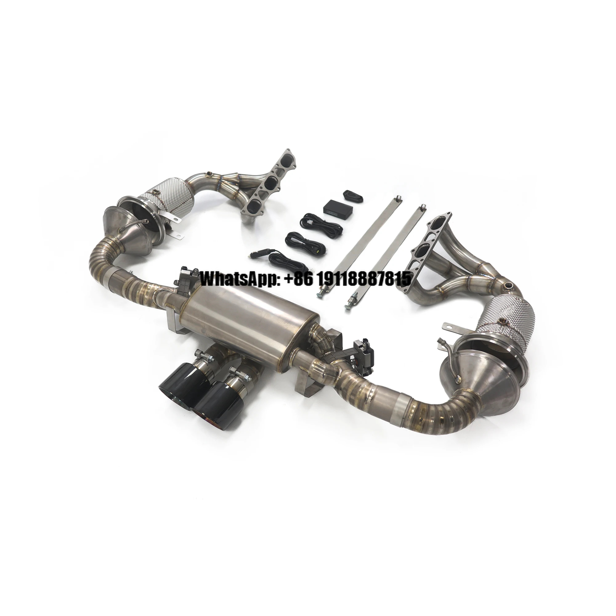 ING Titanium Alloy Car Exhaust Muffler Valve Full Set for Porsche 992 GT3 with High Flow Performance Auto Turning Pipe Parts