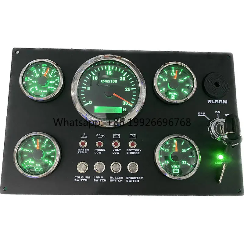 

300*190mm 3KRPM 16-32V 0-10Bar Engine Control Box Instrument Panel