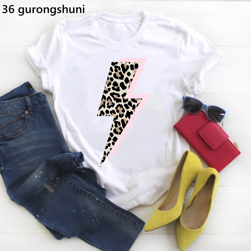 

Cool Leopard Lightning Print Women Tshirts Summer Fashion T-Shirt Female Casual Hipster T Shirt Femme Harajuku Shirt Wholesale