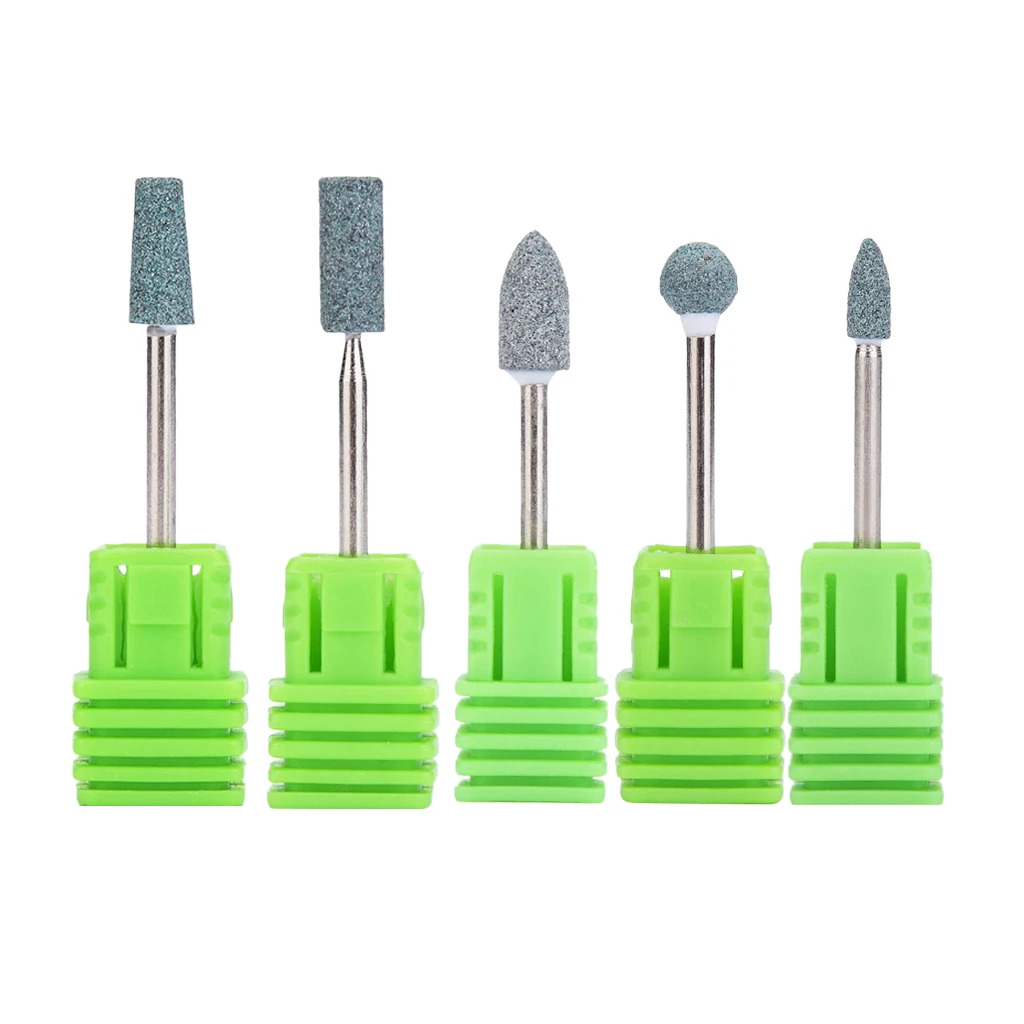 Conjunto de brocas para unhas, 5 peças, cabeça de barril de bola de diamante para arquivo de manicure elétrico