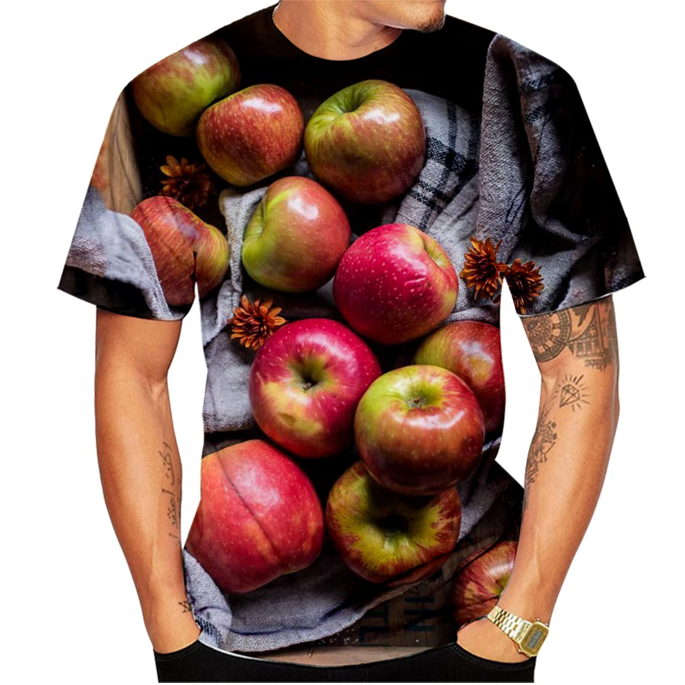 Fashion Fruit T-Shirts Apple 3D Print Summer Men Short Sleeve Casual T Shirt Oversized Harajuku Tees Tops Kids Unisex Clothing