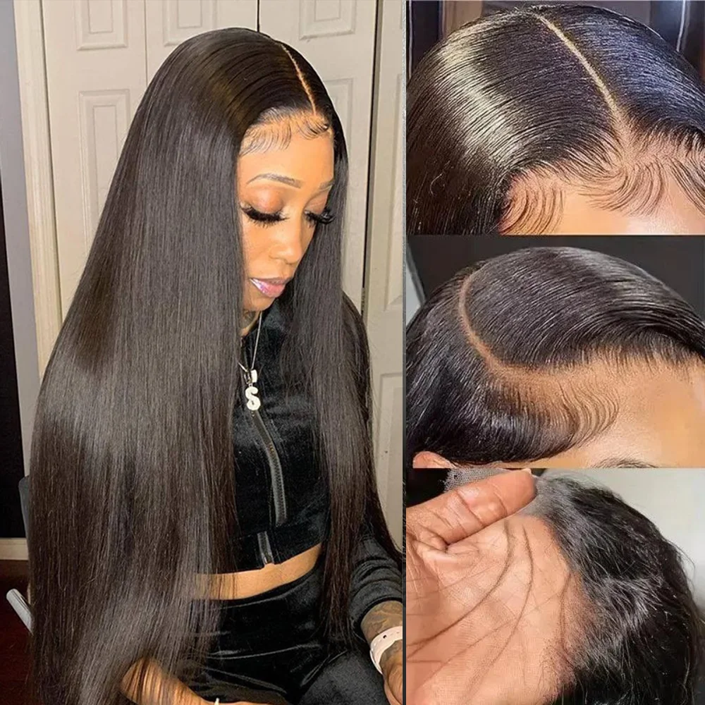 

40 46-дюймовый прямой парик 13x6 Hd Lace Frontal для женщин Черный парик из натуральных волос 13x4 Предварительно выщипанные 360 Полный парик шнурка Человеческие волосы