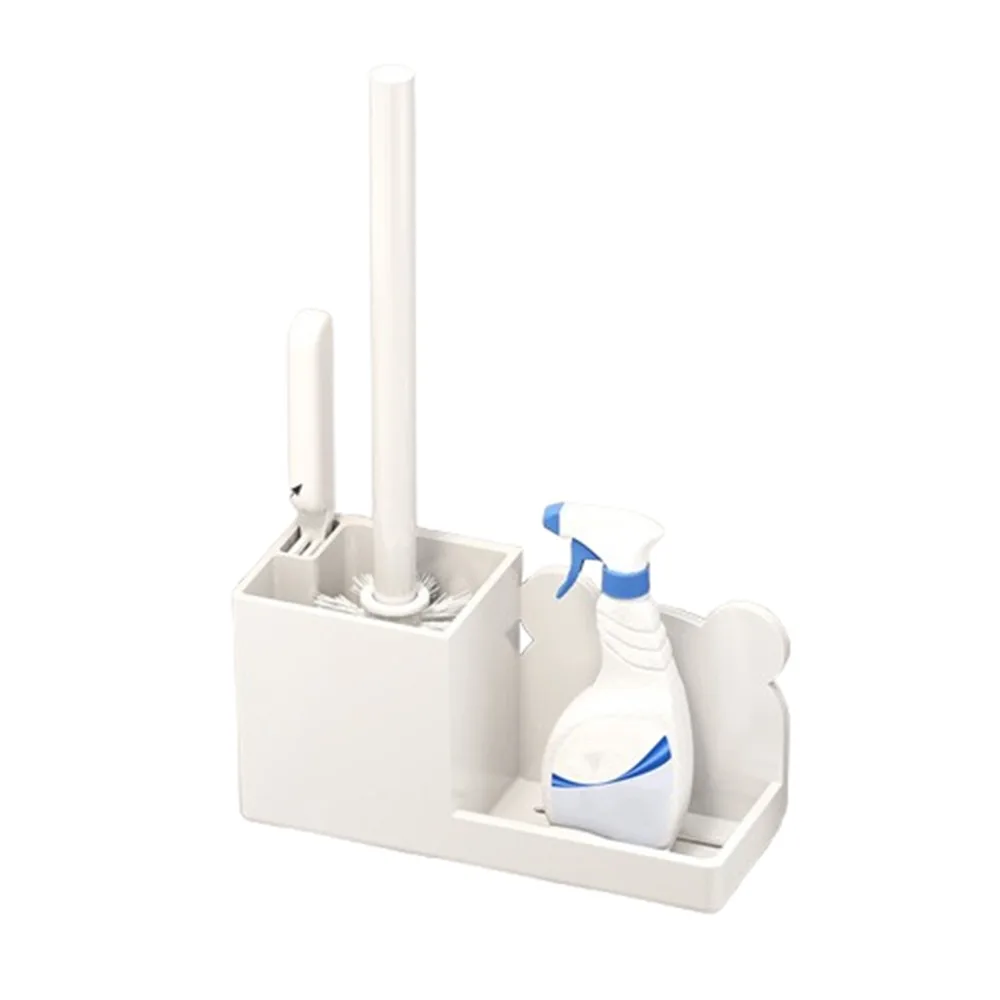 

Nail-free Toilet Brush Holder Rack Durable Wall Mounted Toilet Brush Set Easy To Clean Long Handle Floor Toilet Cleaning Tool