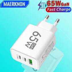 Ładowarka GaN 65W USB C szybkie ładowanie ładowarki typu C 3.0 Adapter do telefonu iPhone14 13 Pro Xiaomi Samsung EU/US Plug