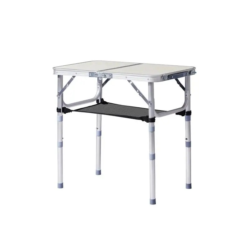 Portable 2ft Outdoor Folding Table, Adjustable Height Picnic Table, Lightweight Aluminum Camp Table with Carry Handle for