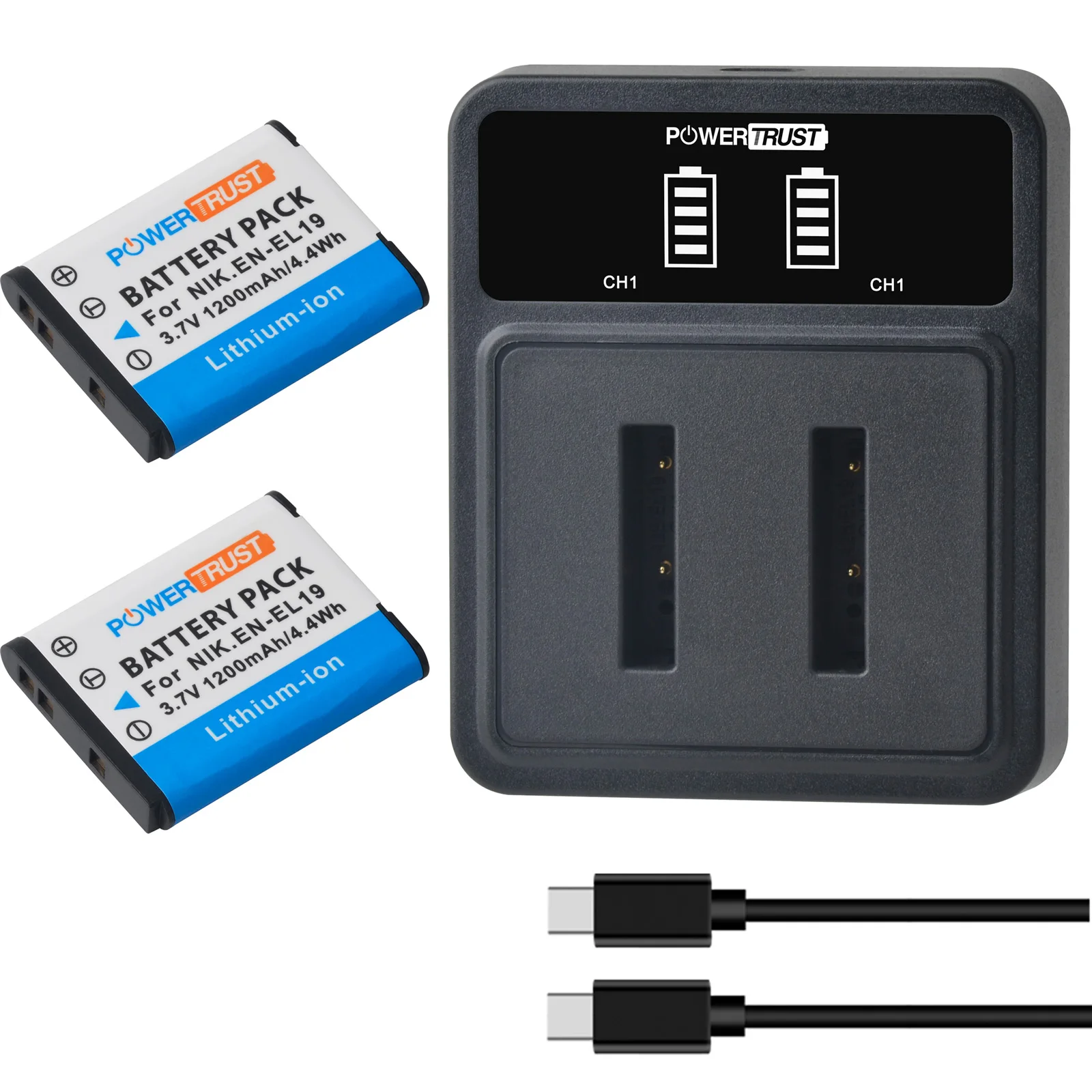 PowerTrust Replacement 1200mAh EN-EL19 Bateria ENEL19 EN EL19 Battery for Nikon W100 S6600 S4150 S3100 S3300 S7000 S2500 S2600
