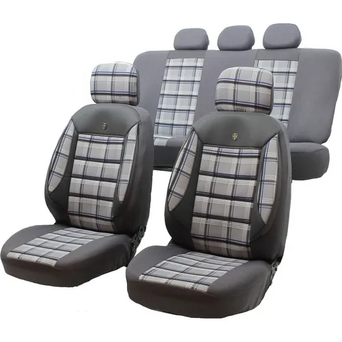 Aleph Seat Ibiza 2006-2009 Sides Leather Mid-Fabric Plaid Pattern Seat Cover Kit Front Rear