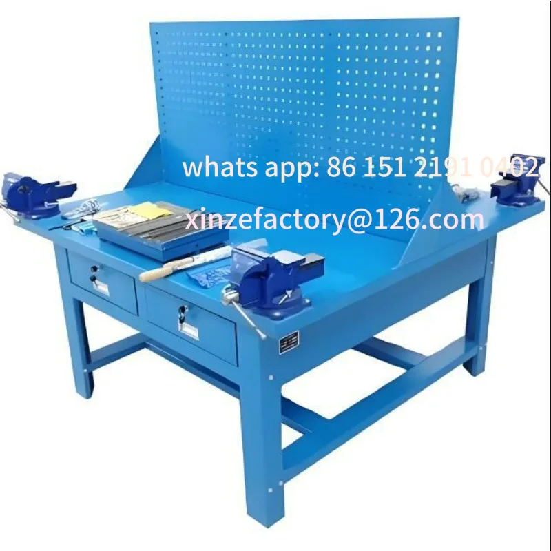 Customizable four-station fitter training table Heavy-duty fitter workbench Technical school fitter skills training table Double