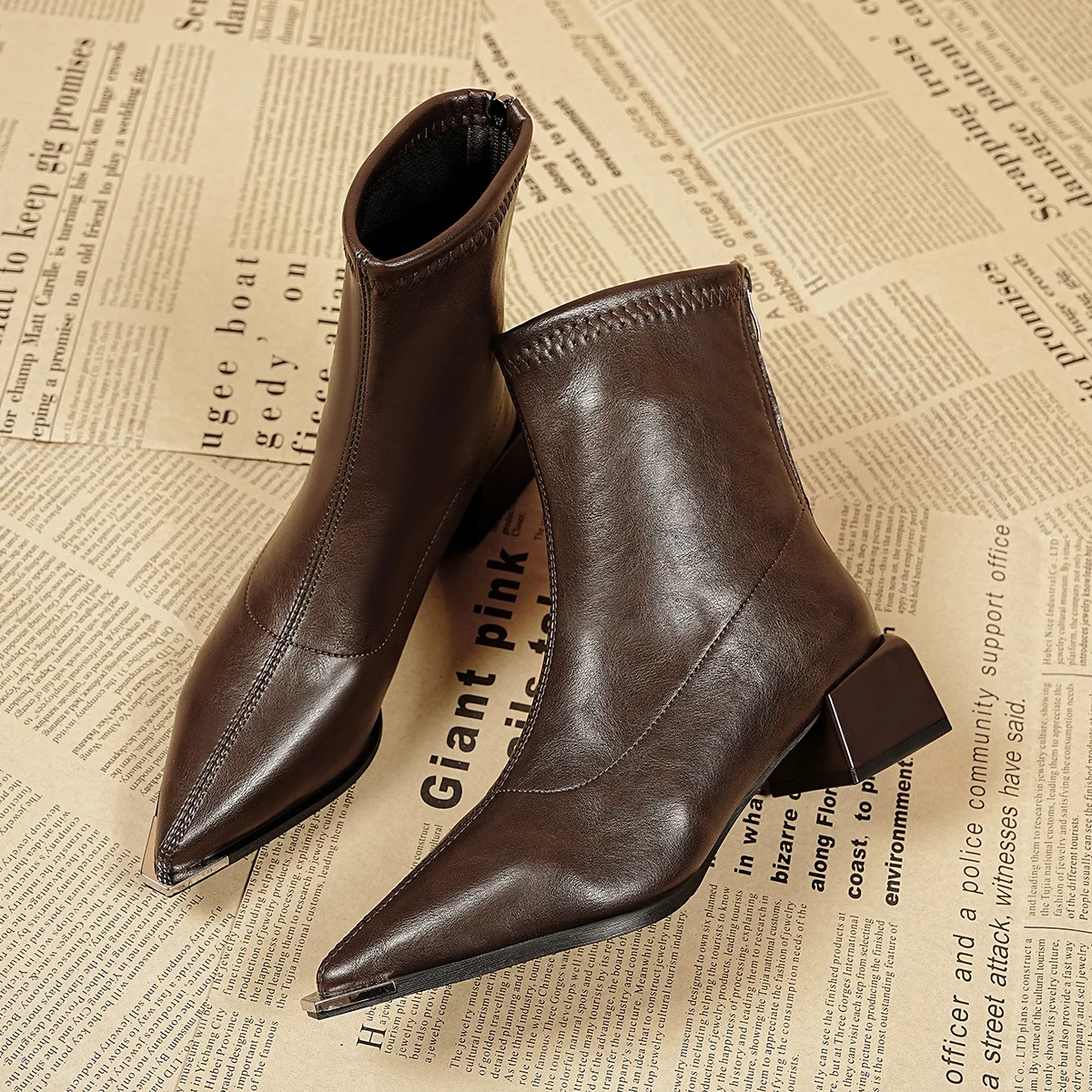 Comemore Ankle Boots for Women New Fashion Pointed Toe Solid Color Versatile Ladies Shoes High Heels Women\'s Outwear Short Botas