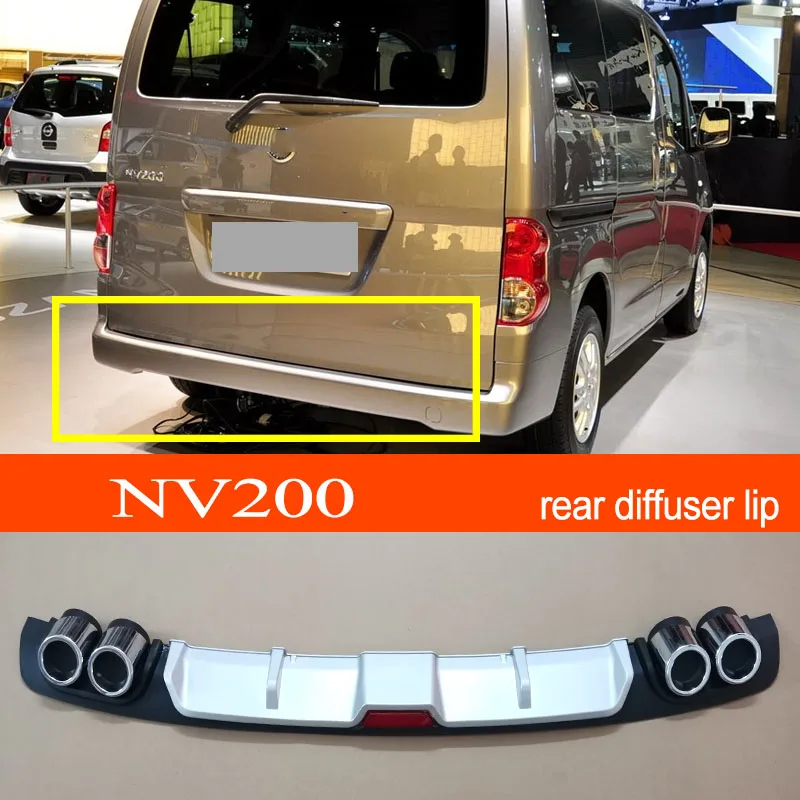 NV200 ABS Plastic Silver / Black Car Rear Bumper Rear Diffuser Spoiler Lip for NISSAN NV200