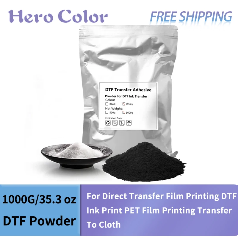 

DTF Powder 1000G/35.3 oz White Digital Transfer Hot Melt Adhesive Pretreat Powder for DTF Printer Direct Print on All Fabric