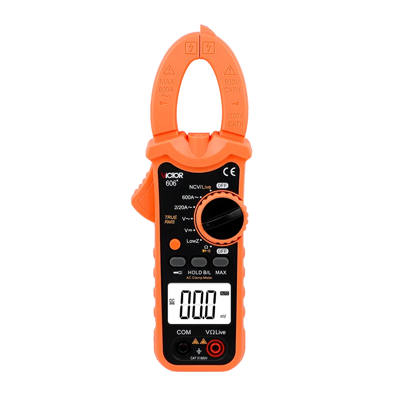 

VICTOR 606 + 2000 Counts LCD Display True RMS Pocket Digital Clamp Multimeter 600V 600A Clamp meters with Live NCV Flashlight