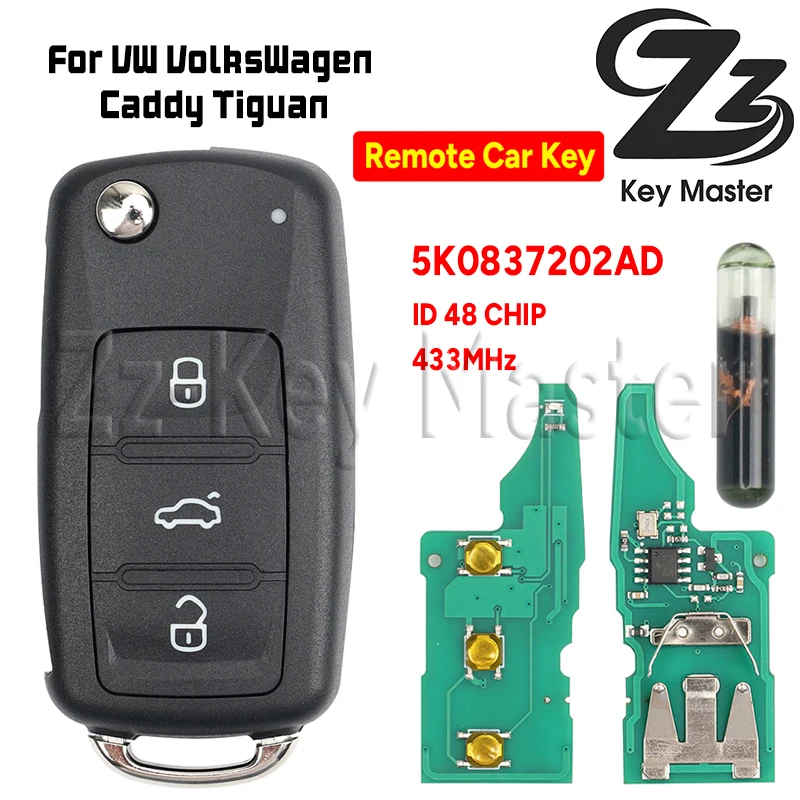 

Zz Key Master автомобильный дистанционный ключ 5K0837202AD202Q//202AE/202S 434/315 МГц ID48 чип для VW VolksWagen CaddyUP Beetle 2/3/4 кнопки