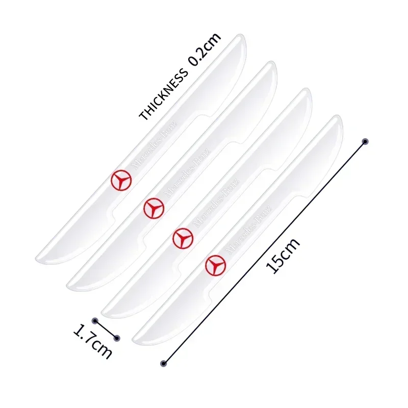 衝突防止透明車ドアプロテクター,バンパーストリップステッカー,メルセデスベンツw212,w213,w205,w177,w247,w176,x253,4個