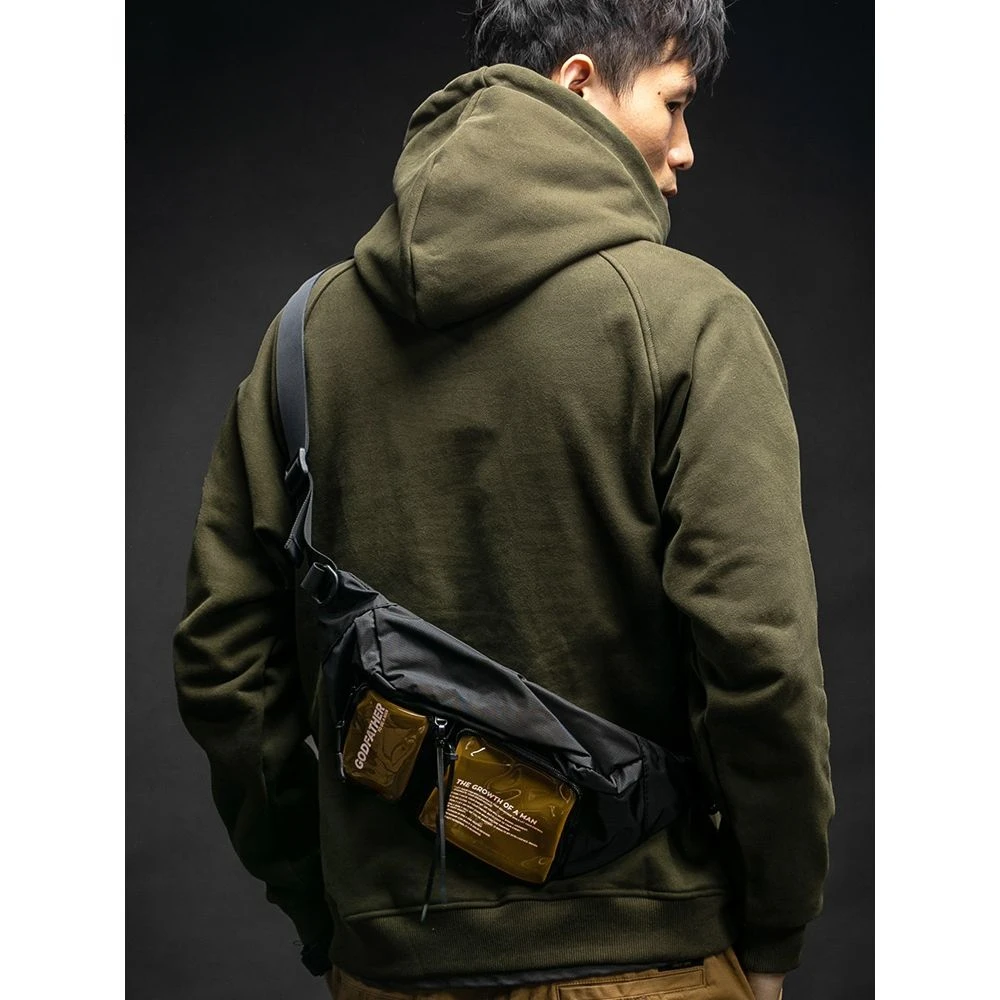 Half Zip Workwear Hoodie Men's Autumn Winter Heavyweight Tactical Hooded American Multi Pocket Jacket Men's Cargo Streetwear