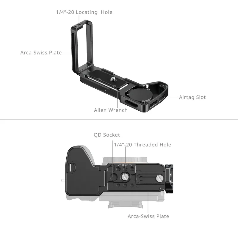 SmallRig 6034 L-Shaped Mount Plate for Sony A7V A7R V A7 IV A7S III with Built-in AirTag Slot Arca-Swiss Quick Release Plate6026