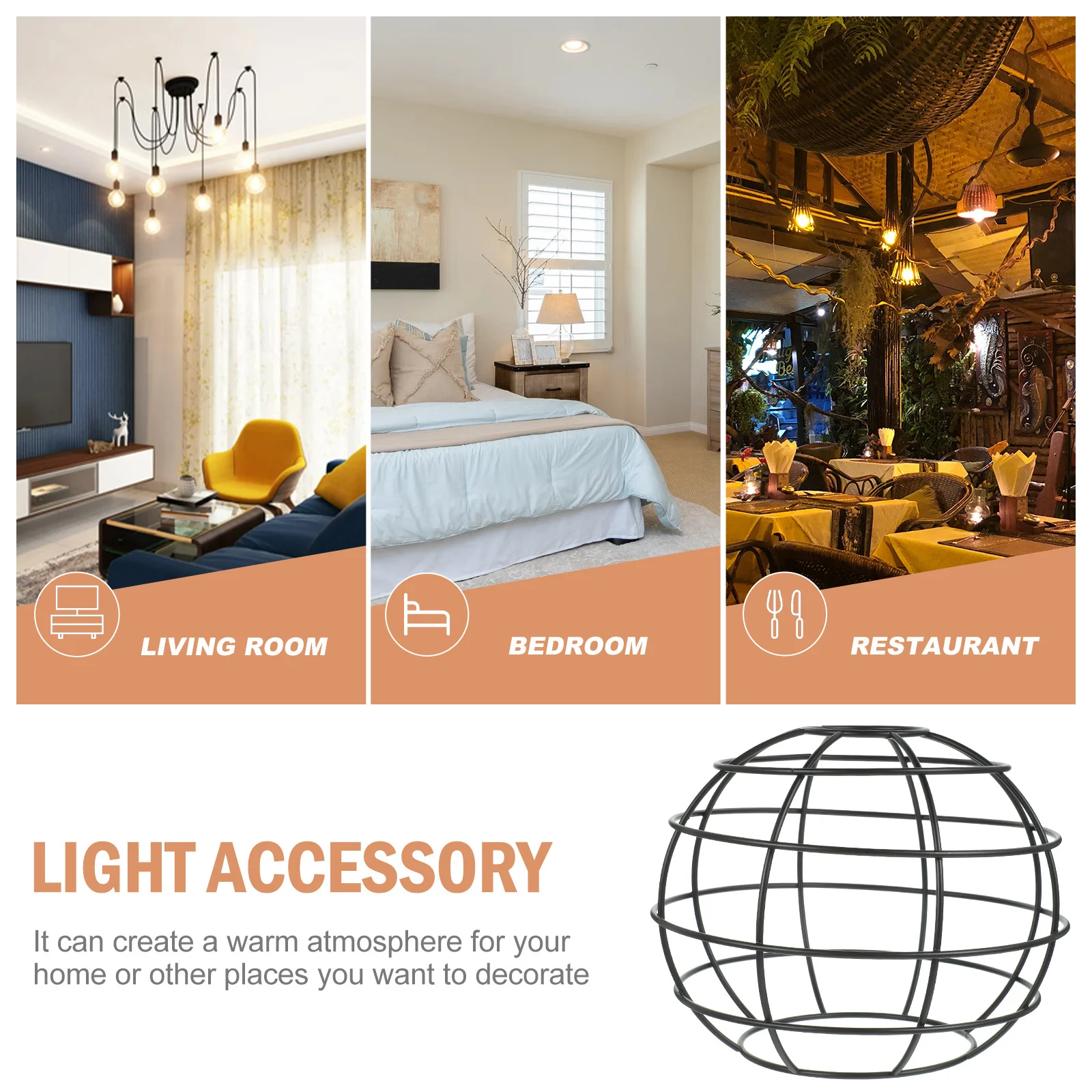 

Round Iron Art Lamp Shade Vintage Creative Hanging Light Shade Home Decor Pendant Light Cover Durable Safety Protective Ceiling