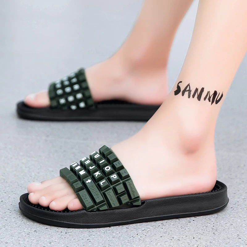 

Thick Sole Summer Beach Slides Men’s Bathroom Anti-Slip Slipper Soft Sandals Soft Sole Flops Home Indoor Outdoor Slippers Shoes