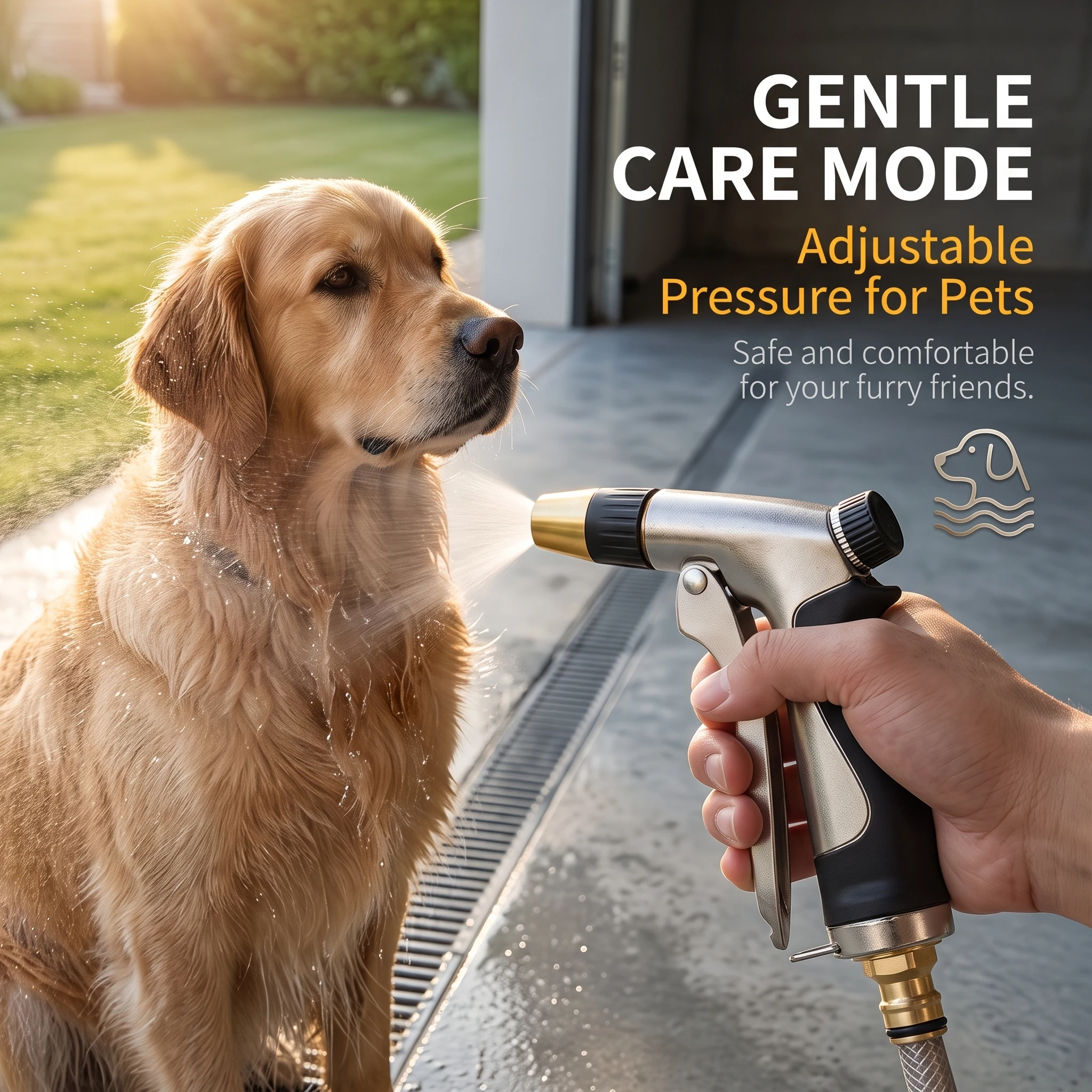 Full Metal High Pressure Car Wash Gun TPE Anti-slip Handle Brass Nozzle Sprayer For Car Garden Pet Floor Cleaning